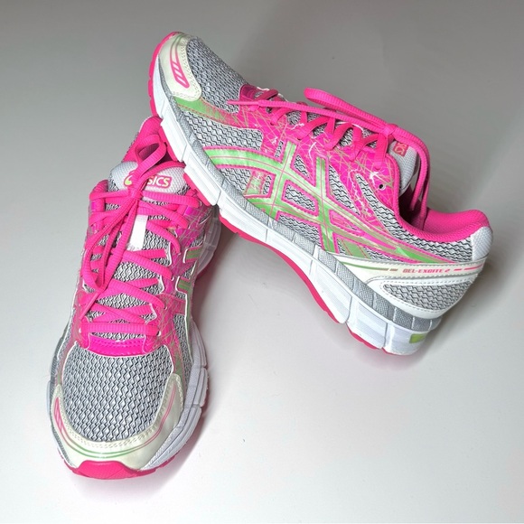 Asics Women’s Gel-Excite 2 Athletic Running Shoes White Pink Green Size- 8.5 - Picture 1 of 9